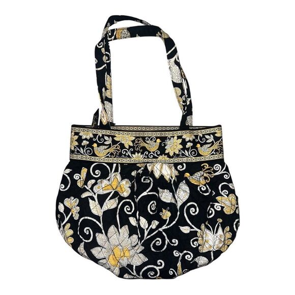 Vera Bradley Handbags - Vera Bradley Yellow Bird Morgan Shoulder Bag Multicolor Floral Black EUC
